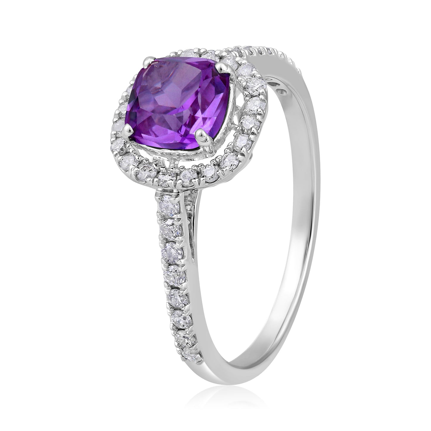 Solid Gold 1.7ct Natural Diamond w/ Alexandrite Cushion Ring