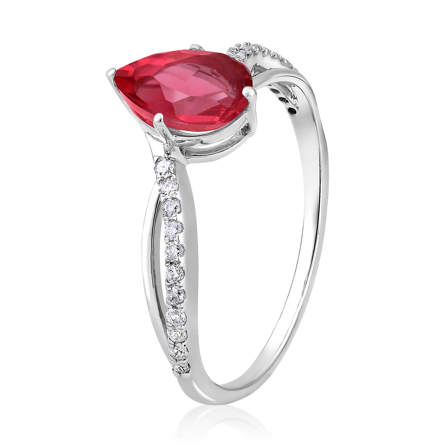 Solid Gold 1ct Natural Diamond w/ Tourmaline October Pear Ring
