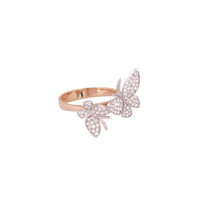 Solid Gold 0.5ct Natural Diamond Mother Daughter Butterfly Ring