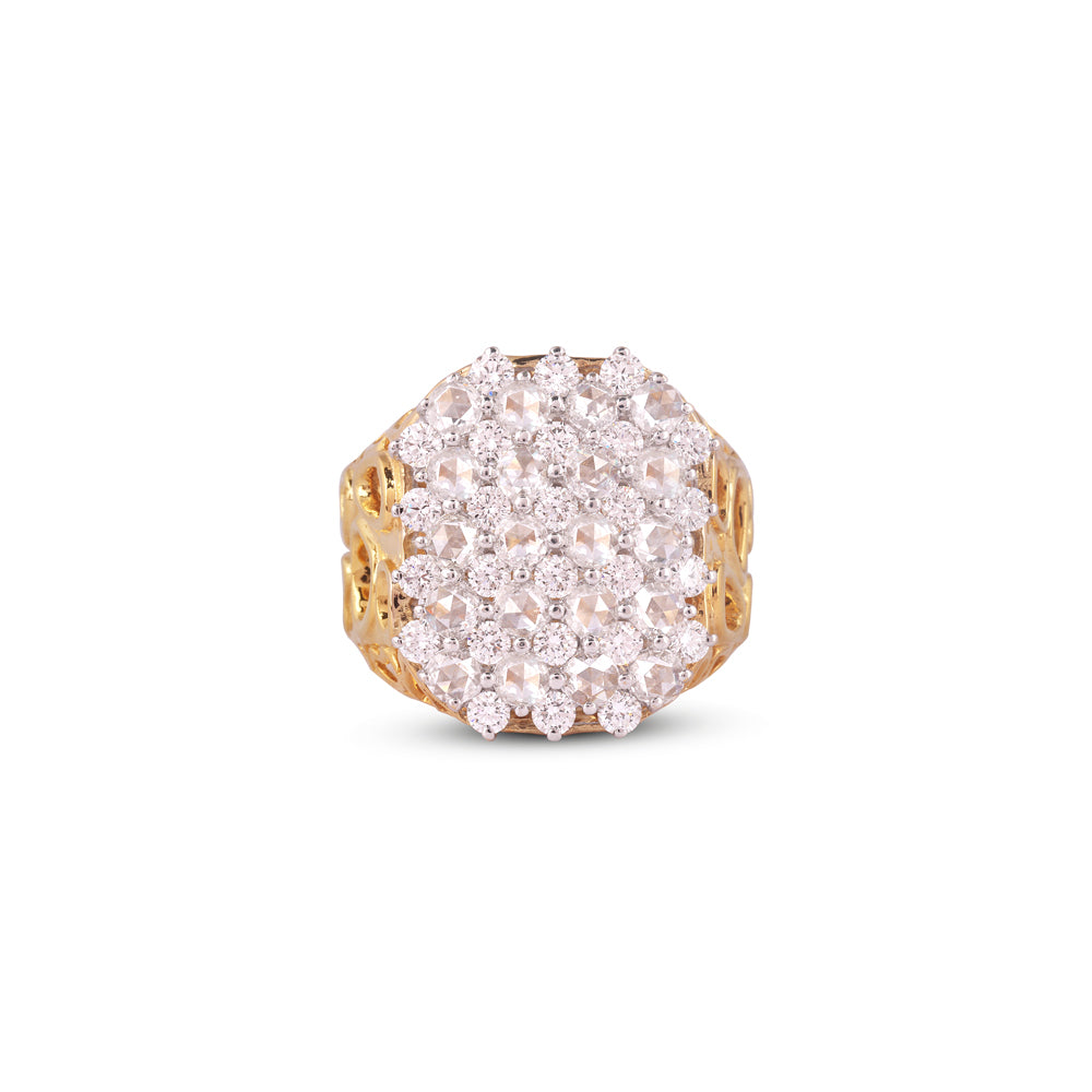 Solid Gold 5.6ct Natural Diamond Rose-Cut Ring
