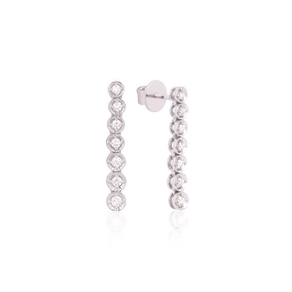 Solid Gold 2.5ct Natural Diamond Tennis Necklace Earrings Set
