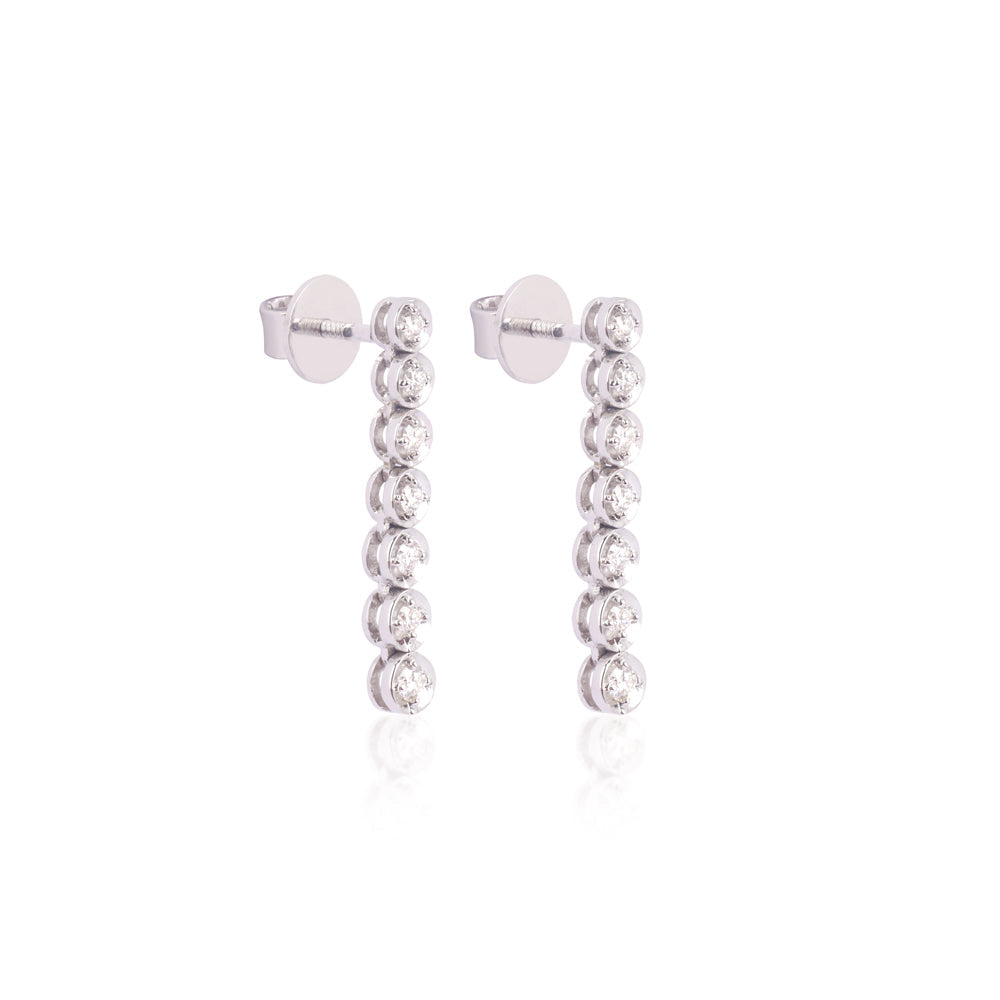 Solid Gold 2.5ct Natural Diamond Tennis Necklace Earrings Set