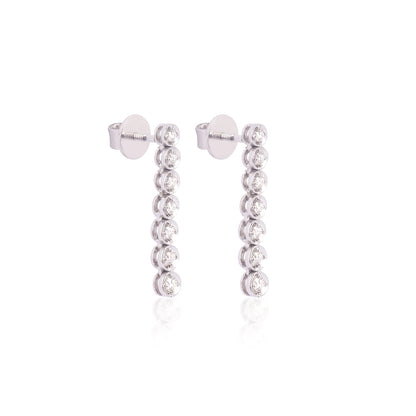 Solid Gold 2.5ct Natural Diamond Tennis Necklace Earrings Set
