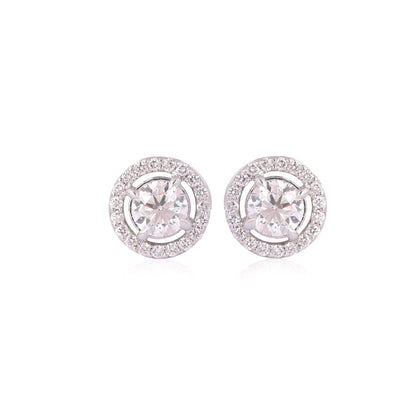 Solid Gold 1.1ct Natural Diamond Halo Solitaire Stud Earrings