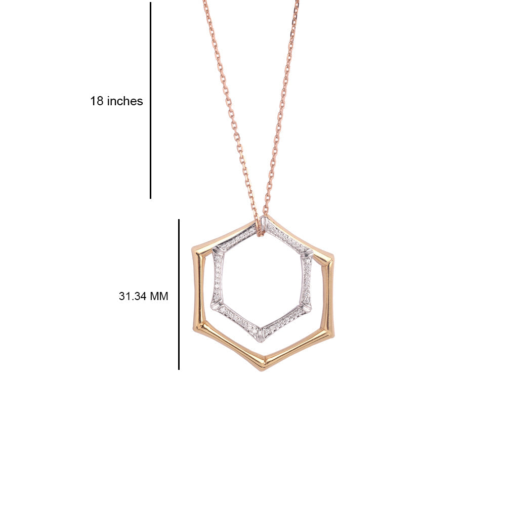 Solid Gold Natural Diamond 2 Heptagon Pendant Necklace