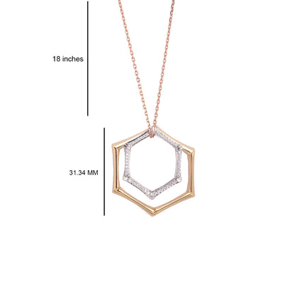 Solid Gold Natural Diamond 2 Heptagon Pendant Necklace