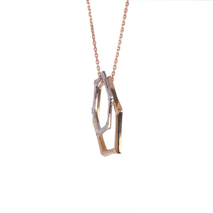 Solid Gold Natural Diamond 2 Heptagon Pendant Necklace