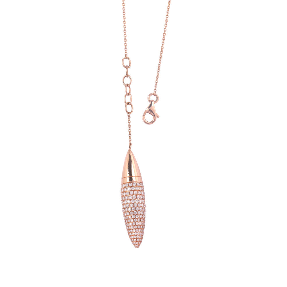 Solid Gold 1.3ct Natural Diamond Bullet Necklace