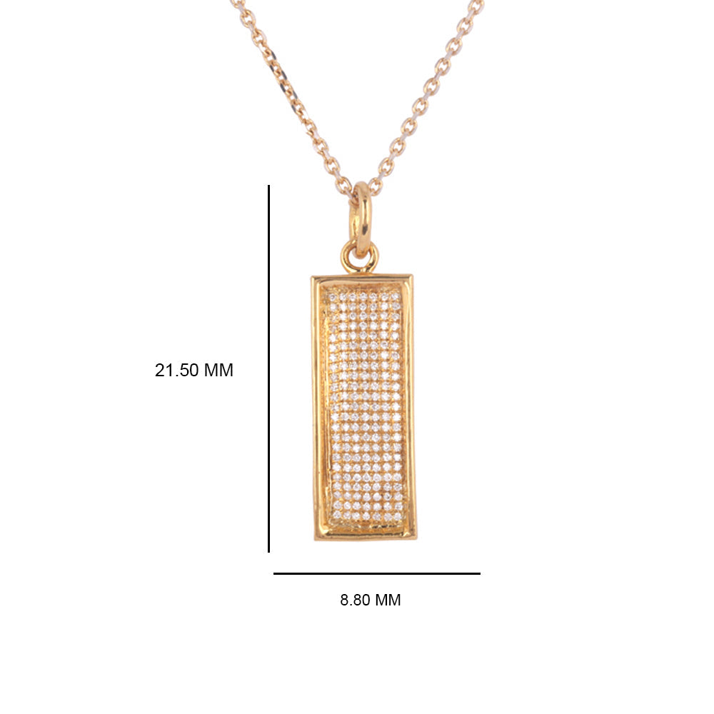Solid Gold 0.3ct Natural Diamond Rectangle Tag Pendant Only