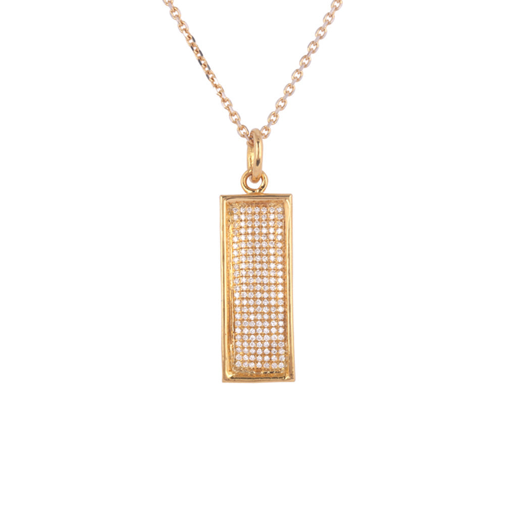 Solid Gold 0.3ct Natural Diamond Rectangle Tag Pendant Only
