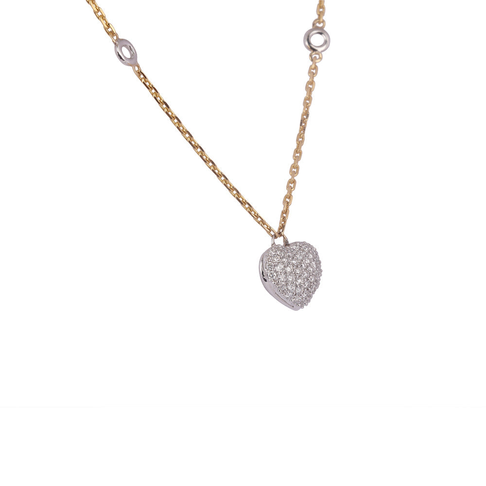 Solid Gold Natural Diamond Heart Charm Necklace