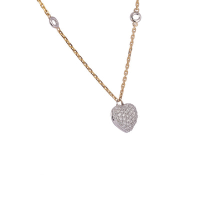 Solid Gold Natural Diamond Heart Charm Necklace