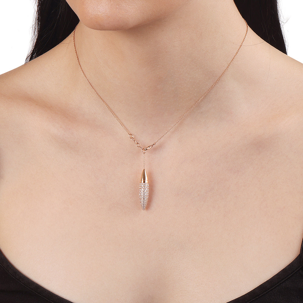Solid Gold 1.3ct Natural Diamond Bullet Necklace