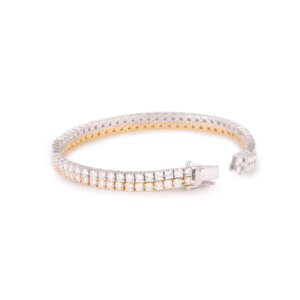 Solid Gold 7.8ct Natural Diamond 2 Layer Tennis Bracelet