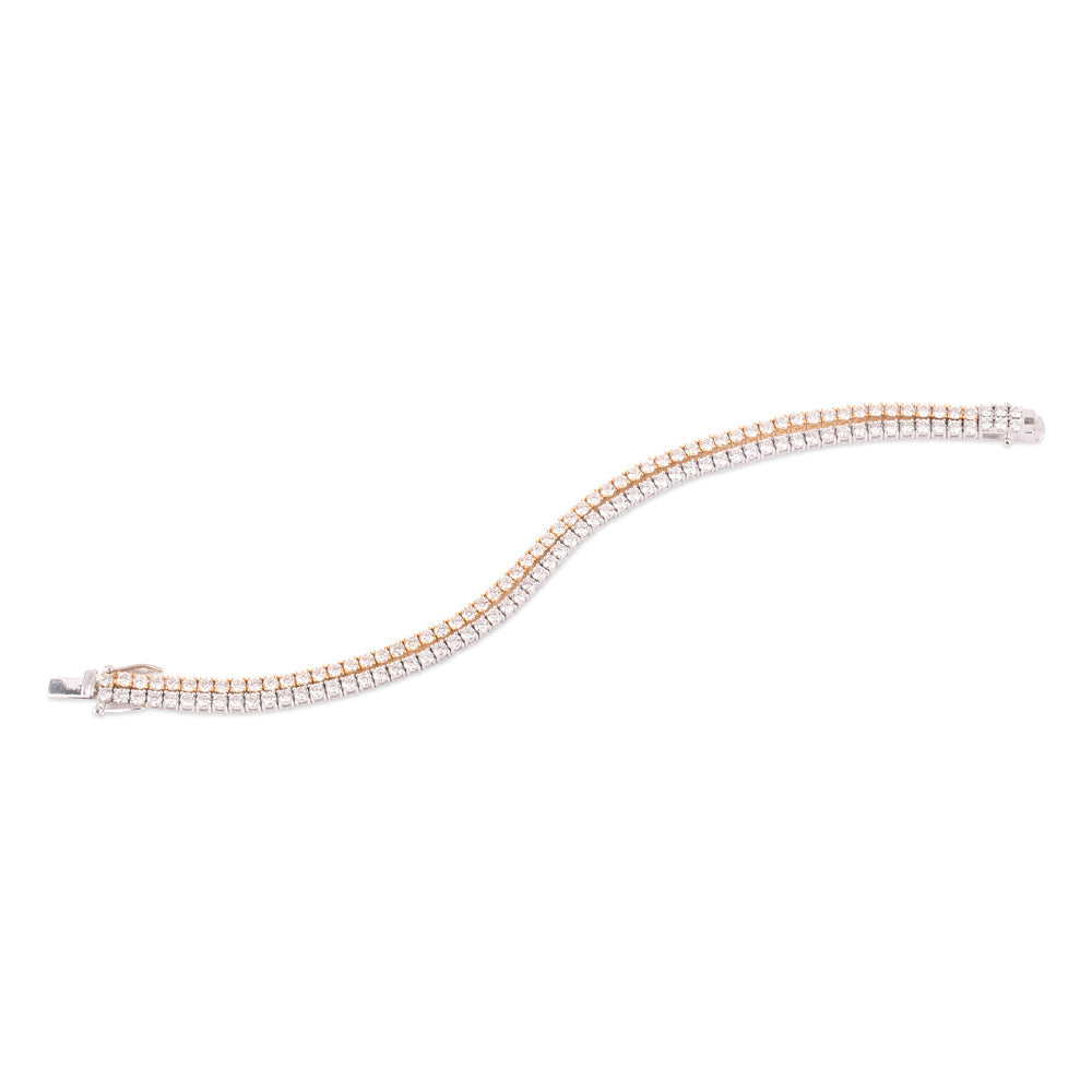 Solid Gold 7.8ct Natural Diamond 2 Layer Tennis Bracelet