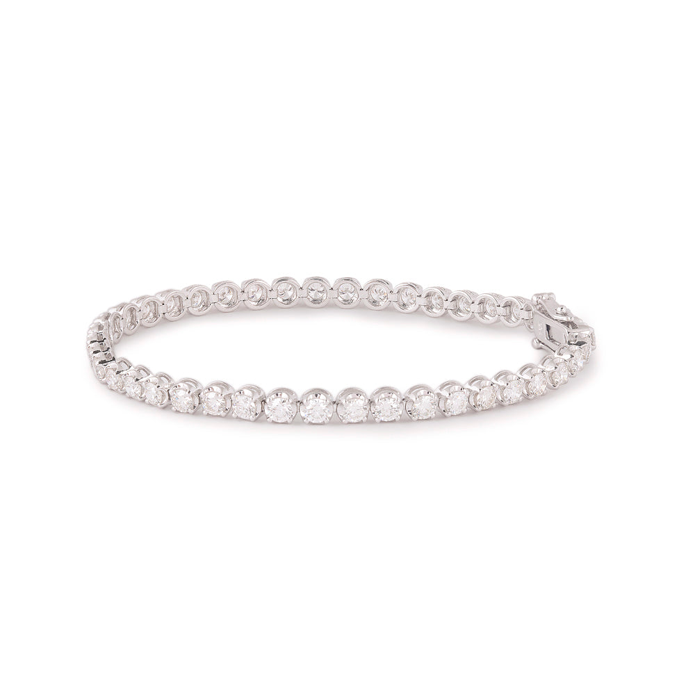 Solid Gold 5ct Natural Diamond Round Tennis Bracelet