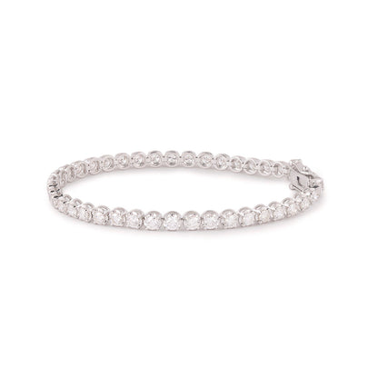 Solid Gold 5ct Natural Diamond Round Tennis Bracelet