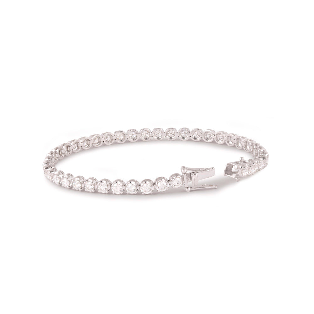 Solid Gold 5ct Natural Diamond Round Tennis Bracelet