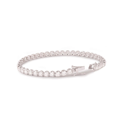 Solid Gold 5ct Natural Diamond Round Tennis Bracelet