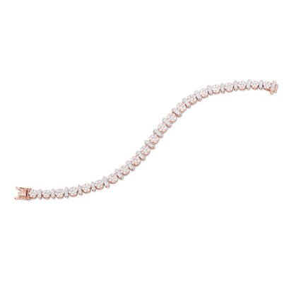 3.7ct Natural Diamond Solid Gold Flower Tennis Bracelet