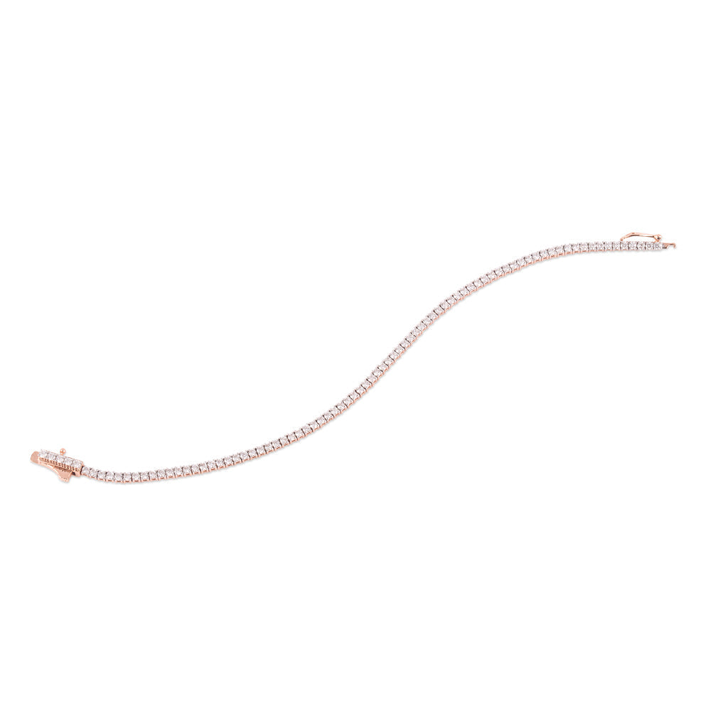 Solid Gold 2ct Natural Diamond Round Tennis Bracelet
