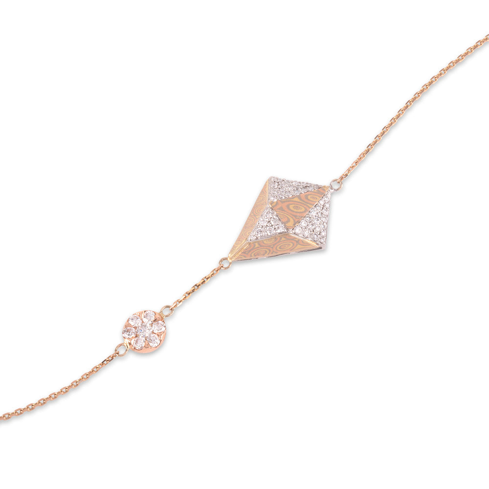 Solid Gold 0.7ct Natural Diamond Kite Ball Bracelet