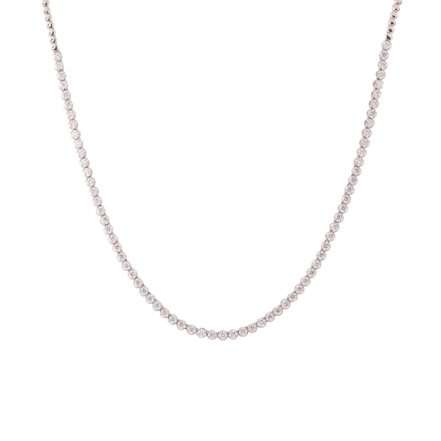 Solid Gold 2.5ct Natural Diamond Tennis Necklace Earrings Set