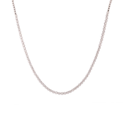 Solid Gold 2.5ct Natural Diamond Tennis Necklace Earrings Set