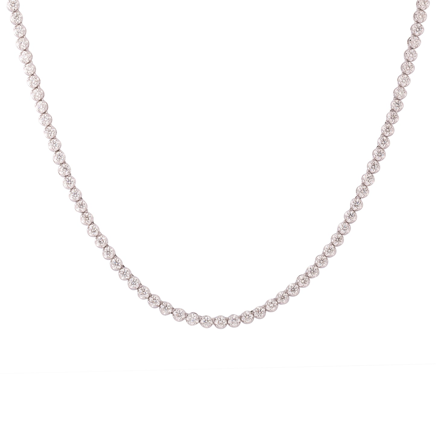 Solid Gold 2.5ct Natural Diamond Tennis Necklace Earrings Set