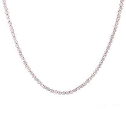 Solid Gold 2.5ct Natural Diamond Tennis Necklace Earrings Set