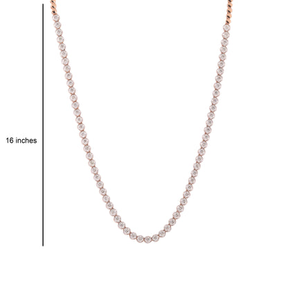 Solid Gold 3.7ct Natural Diamond Round Tennis Necklace