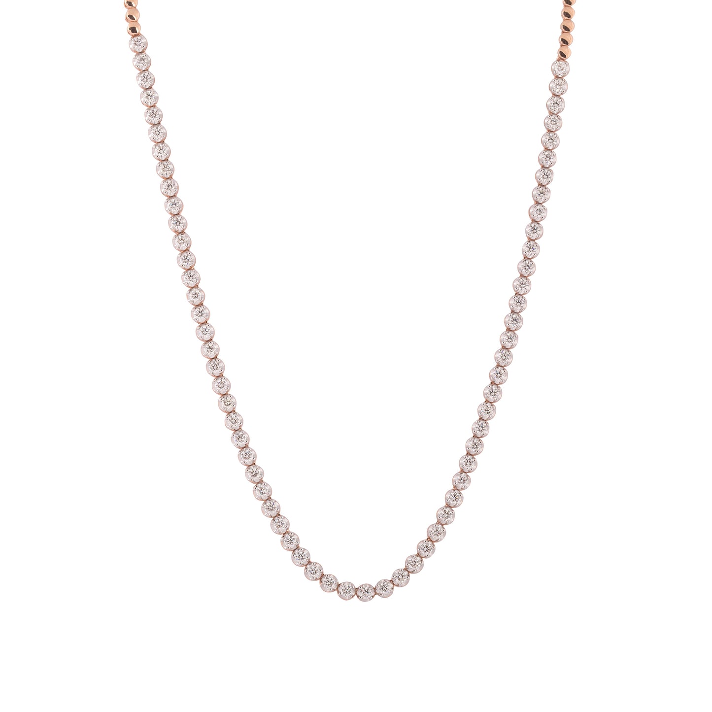 Solid Gold 3.7ct Natural Diamond Round Tennis Necklace