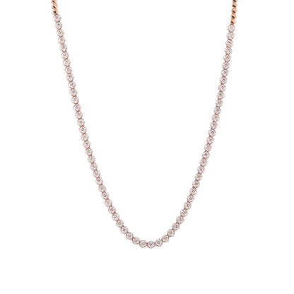 Solid Gold 3.7ct Natural Diamond Round Tennis Necklace
