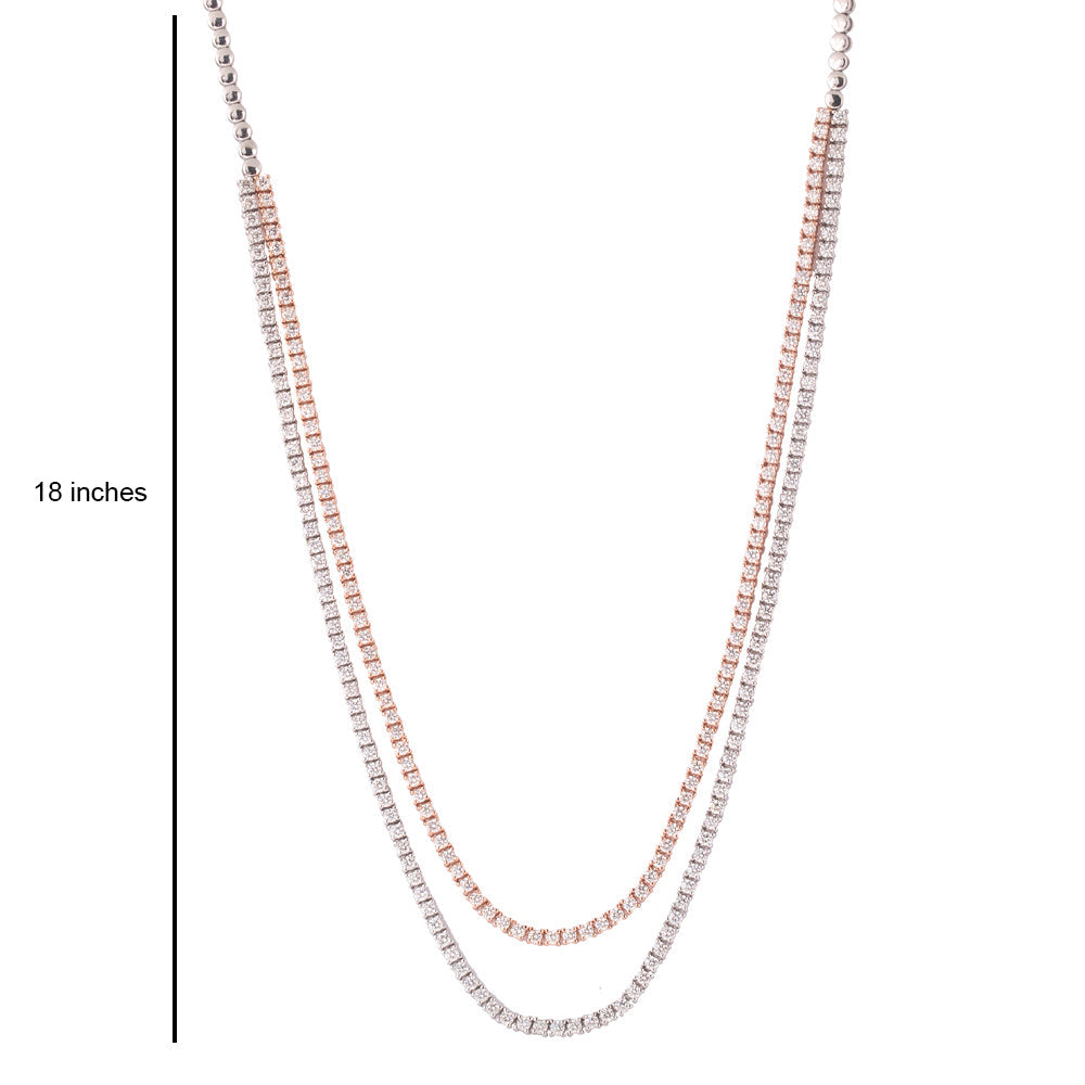 Solid Gold 6.3ct Natural Diamond 2-Layer Tennis Necklace