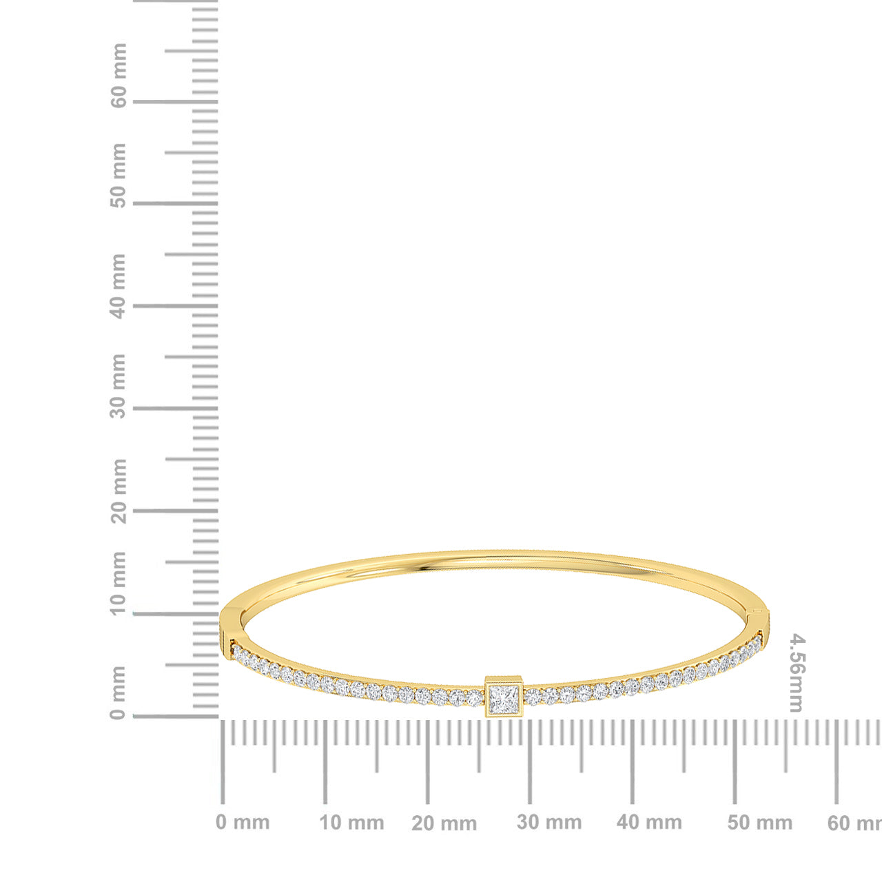 Solid Gold 1.1ct Natural Diamond Princess Tennis Bangle Bezel Bracelet