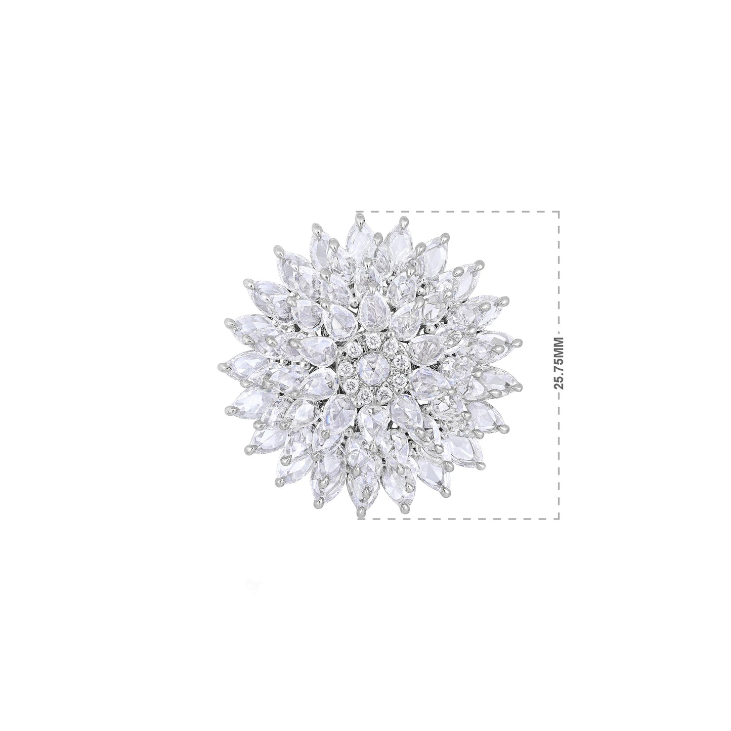 Solid Gold 8.64ct Natural Diamond Rose-Cut Sunflower Stud Earrings