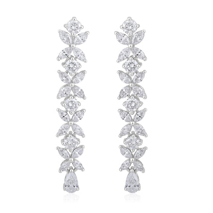 Solid Gold 3.4ct Natural Diamond Pear Marquise Leaf Drop Earrings
