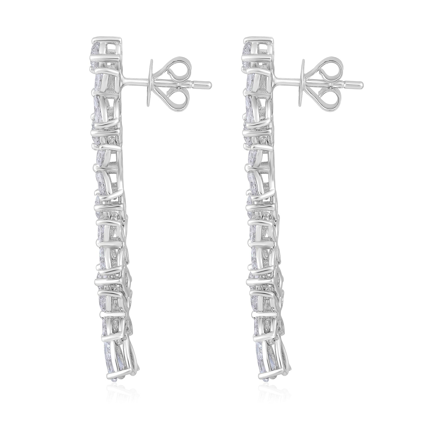 Solid Gold 3.4ct Natural Diamond Pear Marquise Leaf Drop Earrings