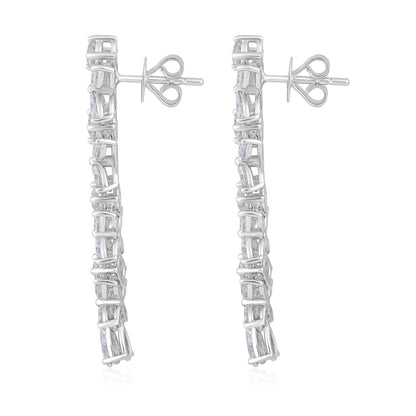 Solid Gold 3.4ct Natural Diamond Pear Marquise Leaf Drop Earrings