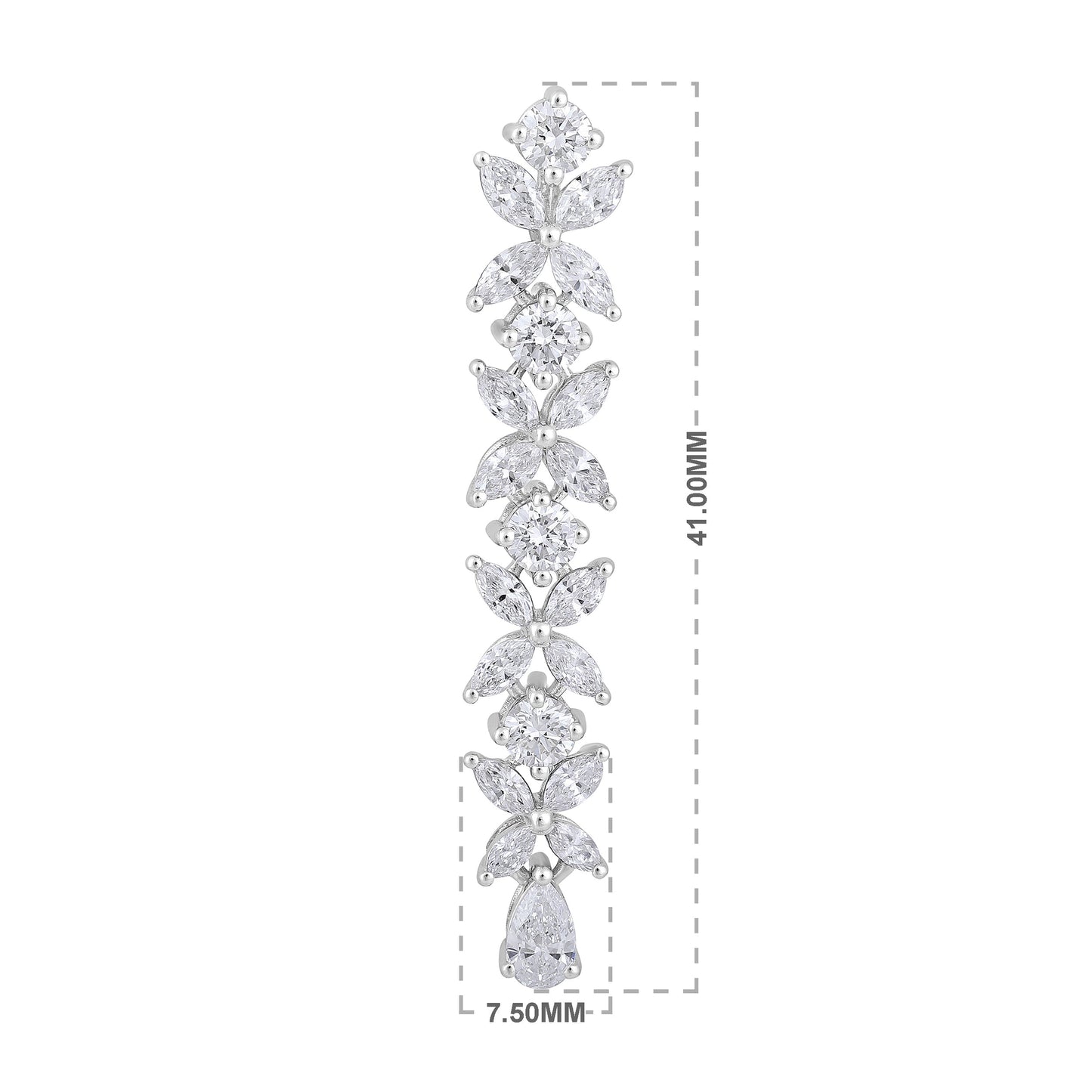 Solid Gold 3.4ct Natural Diamond Pear Marquise Leaf Drop Earrings