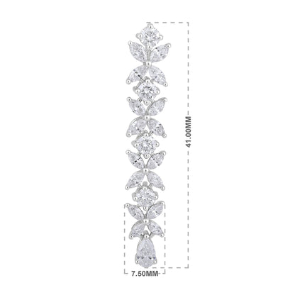 Solid Gold 3.4ct Natural Diamond Pear Marquise Leaf Drop Earrings