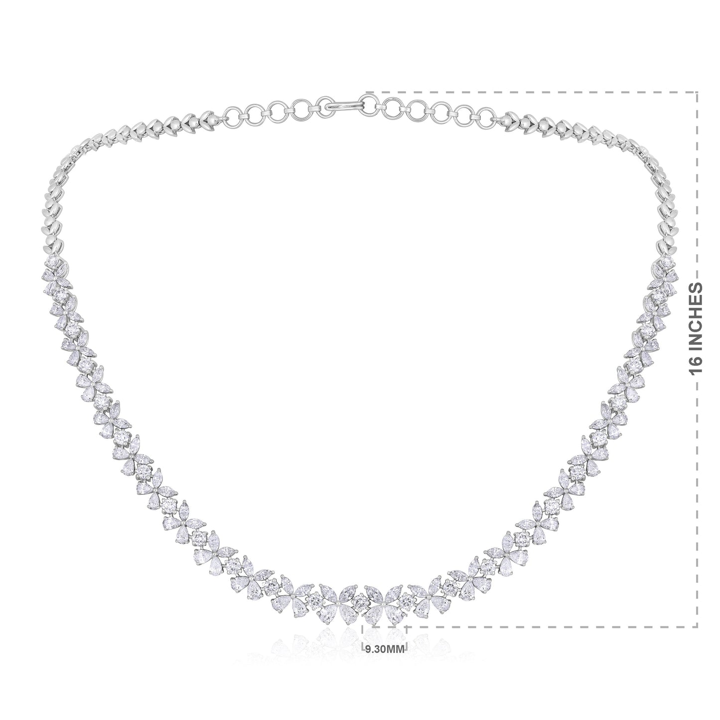 Solid Gold 13ct Natural Diamond Pear Marquise Tennis Necklace