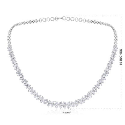 Solid Gold 13ct Natural Diamond Pear Marquise Tennis Necklace