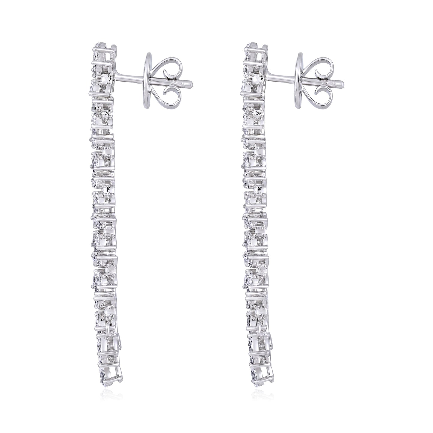 Solid Gold 3.53ct Natural Diamond Pear Marquise Leaf Drop Earrings