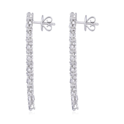 Solid Gold 3.53ct Natural Diamond Pear Marquise Leaf Drop Earrings