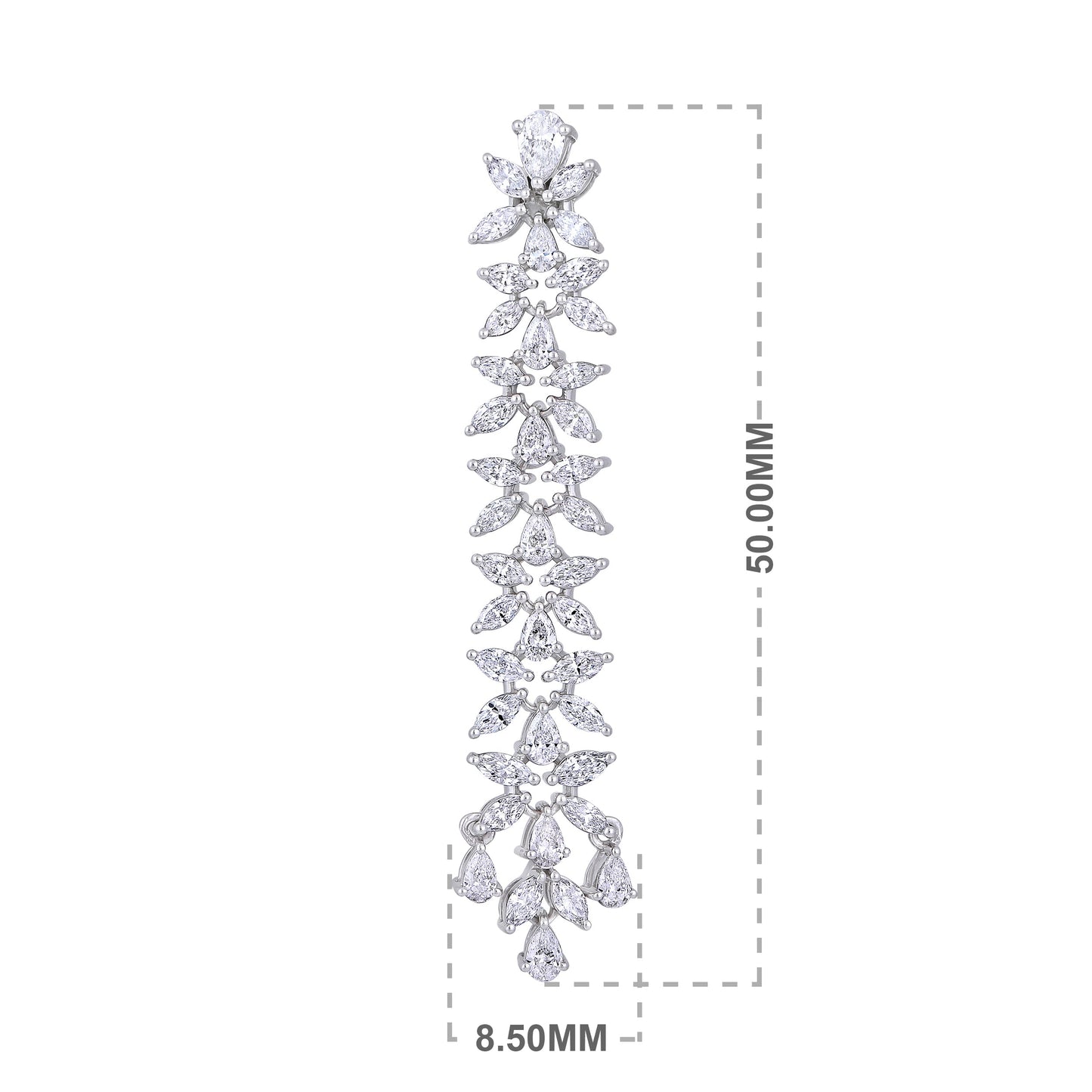 Solid Gold 3.53ct Natural Diamond Pear Marquise Leaf Drop Earrings