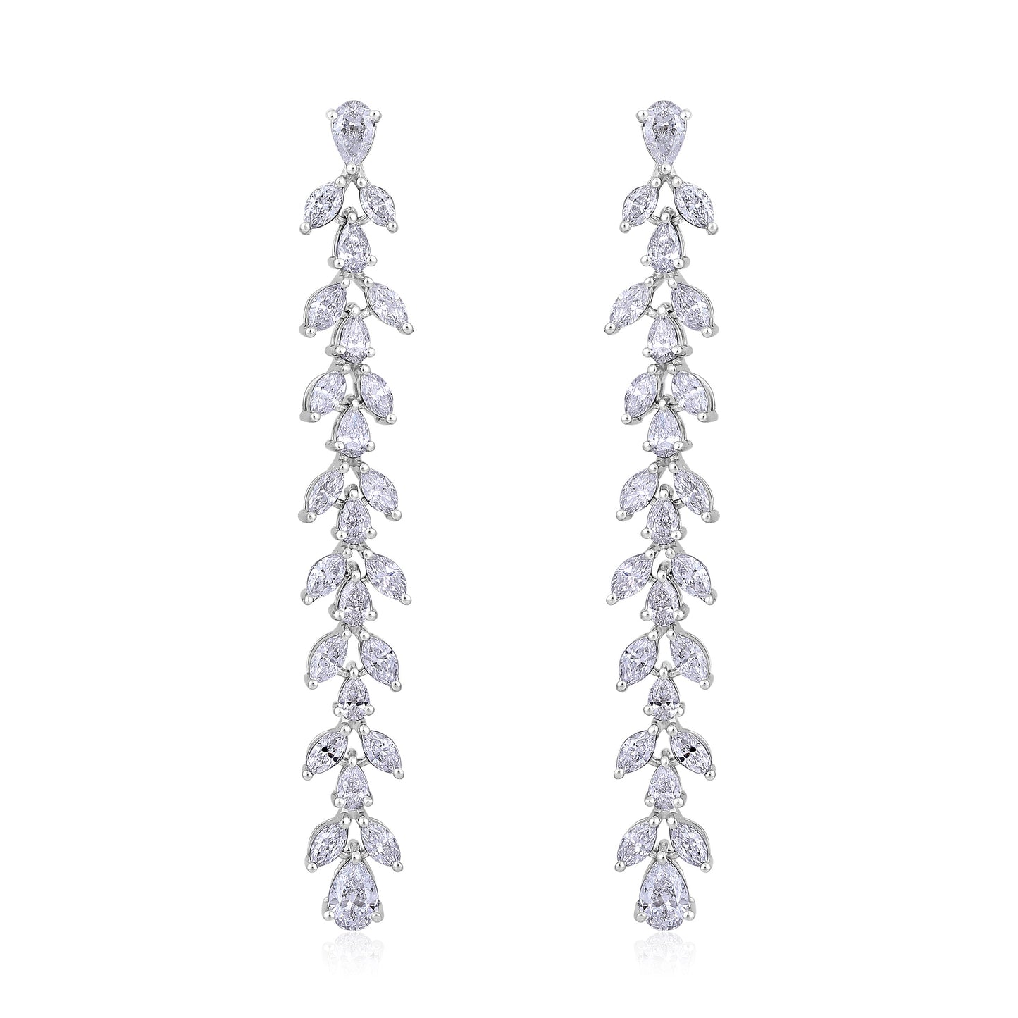Solid Gold 2.34ct Natural Diamond Pear Marquise Leaf Drop Earrings
