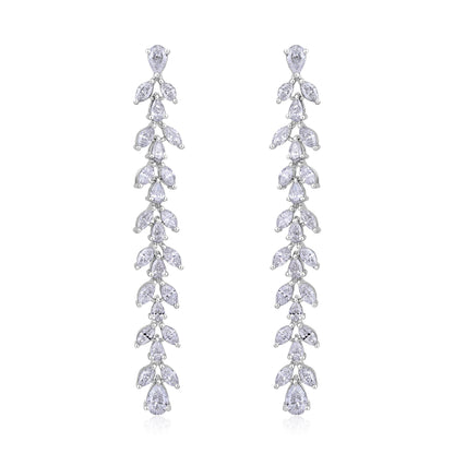 Solid Gold 2.34ct Natural Diamond Pear Marquise Leaf Drop Earrings