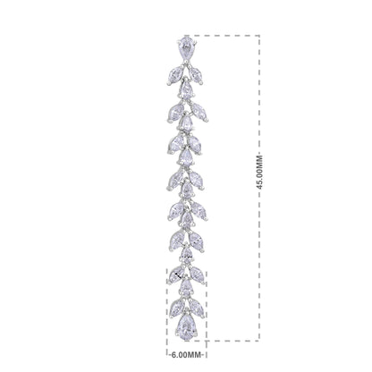 Solid Gold 2.34ct Natural Diamond Pear Marquise Leaf Drop Earrings