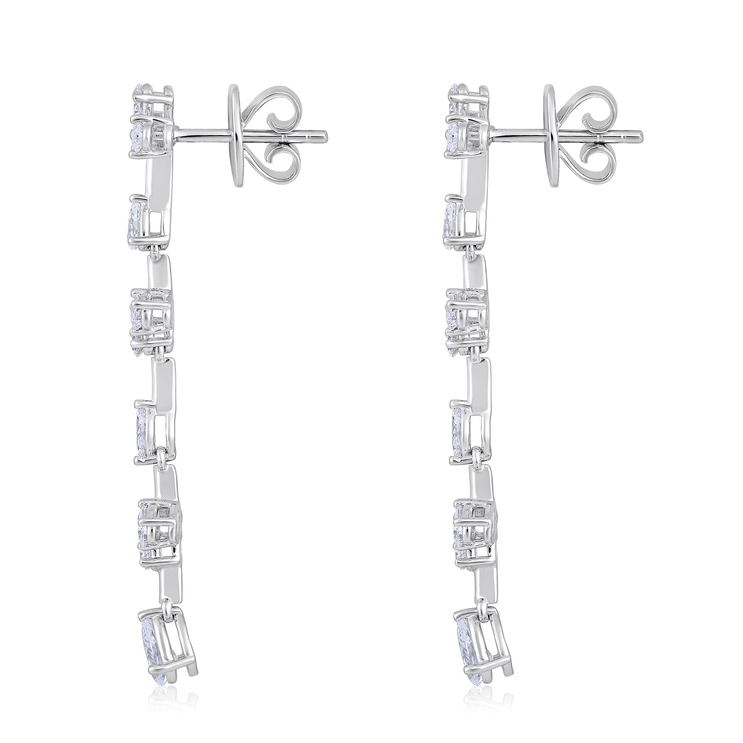 Solid Gold 3ct Natural Diamond 43mm Pear Marquise Drop Earrings